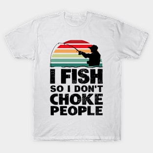 Retro sunset fishing lover design T-Shirt